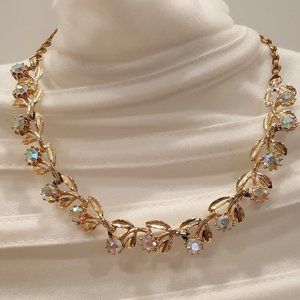 Vintage aurora borealis Floral wreath choker